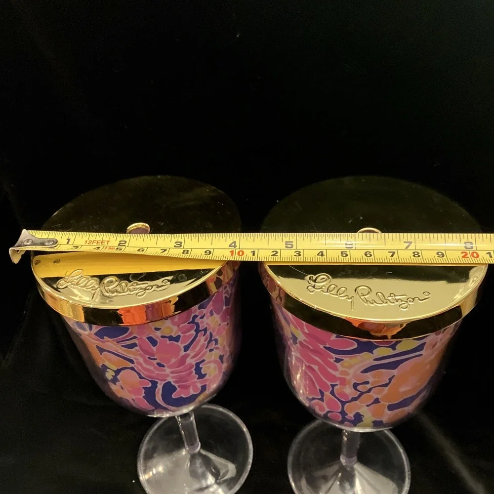 Lilly Pulitzer Sip Sip Cup Catch & Release Acrylic Beach Pool Wine Glass Set (2)